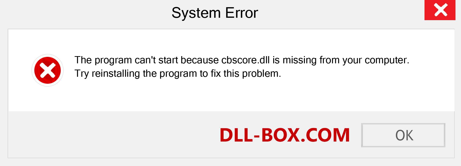  cbscore.dll file is missing?. Download for Windows 7, 8, 10 - Fix  cbscore dll Missing Error on Windows, photos, images